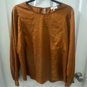 Elegant Burnt Orange Long Sleeve Women's Top